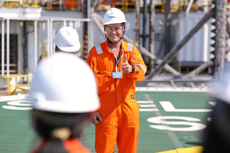 Happy worker: on board a Shelf Drilling jack-up rig