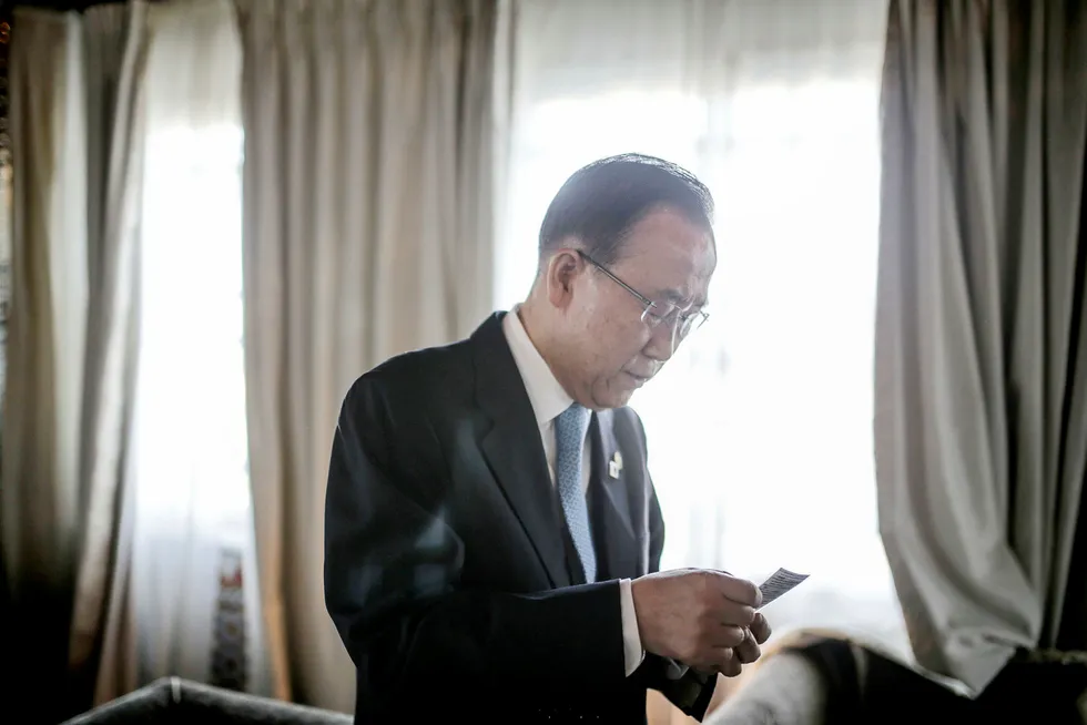 FNs generalsekretær Ban Ki-moon er ønsket som leder i et nytt parti i Sør-Korea. Her er han avbildet i Marokko i november. Foto: Mosa'ab Elshamy/Ap/NTB scanpix
