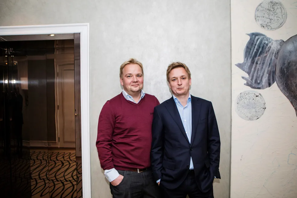 Daglig leder, Finn Erik Arctander, (til høyre) i Agva Kraft, her sammen med sin bror og markedssjef i selskapet, Bjørn Arctander.