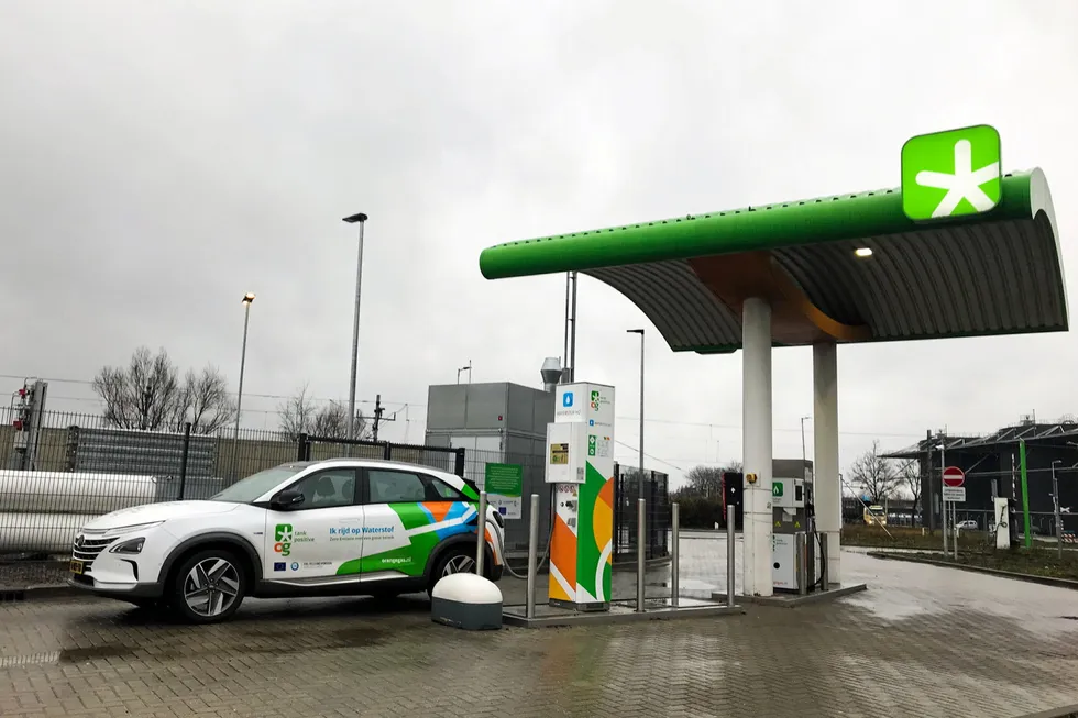 A hydrogen refuelling station at the Port of Amsterdam installed by OrangeGas.