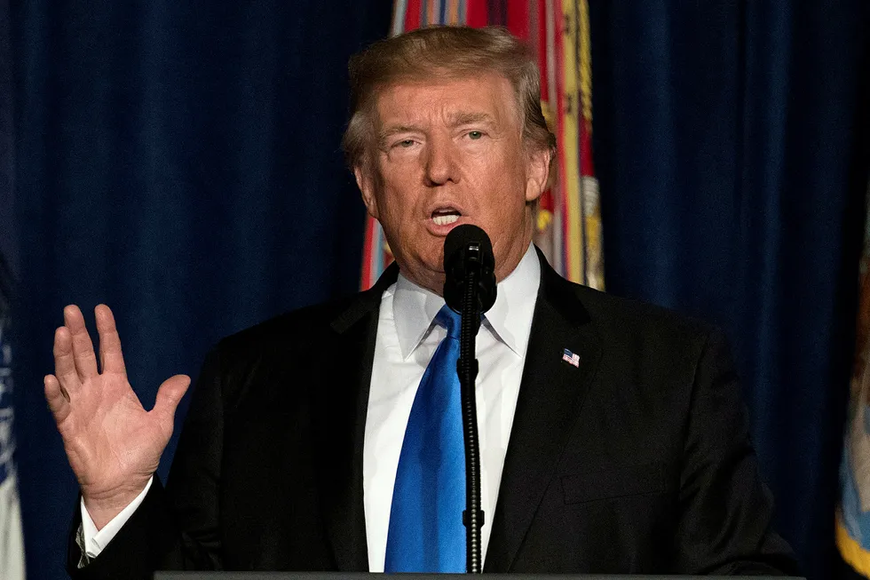 USAs president Donald Trump under talen til befolkningen natt til tirsdag, norsk tid. Foto: Carolyn Kaster / AP / NTB Scanpix