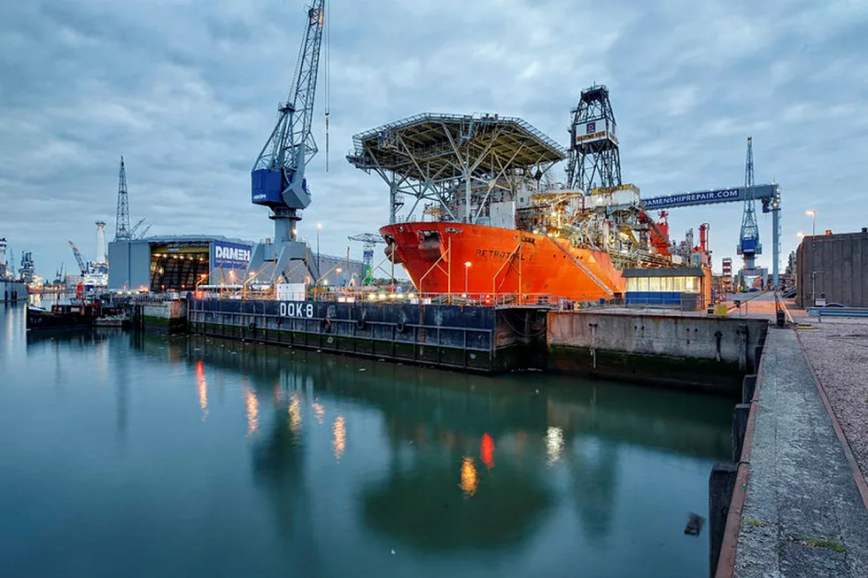 The Petrojarl 1 FPSO at Damen Shiprepair in the Netherlands, Summer 2015. Received March 2016. Photo: DAMEN