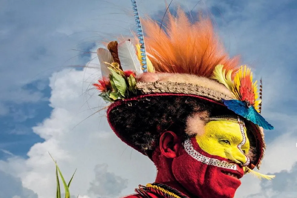 Traditional dress: a man in Papua New Guinea