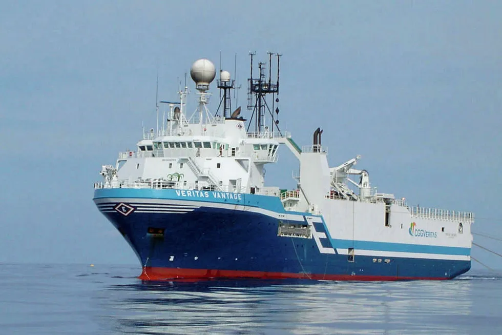 Idled: the Vantage seismic vessel, owned by Eidesvik Offshore, was lined up to shoot seismic on Equinor's Bacalhau development in Brazil, before Covid-19 disruption hit