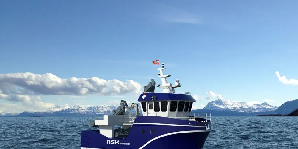 Slik vil nye «Sofie» se ut når båten mot slutten av året skal overlevers til rederiet i Svolvær. Illustrasjon: NSK Ship Design