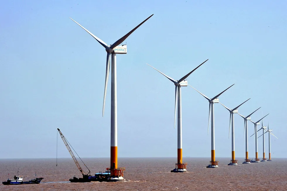 First step: wind turbines of the Donghai Bridge offshore wind farm in China