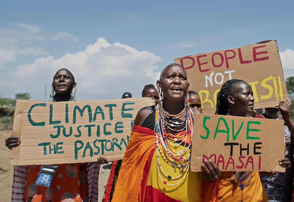 Protests: women from the Masai community in Kenya demand climate reparations