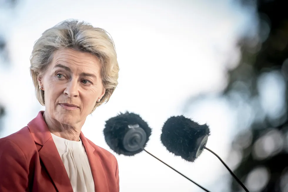 Intervention: EU Commission President Ursula von der Leyen attends a press conference after a meeting during the Baltic Sea Energy Security Summit at Marienborg, north of Copenhagen, this week