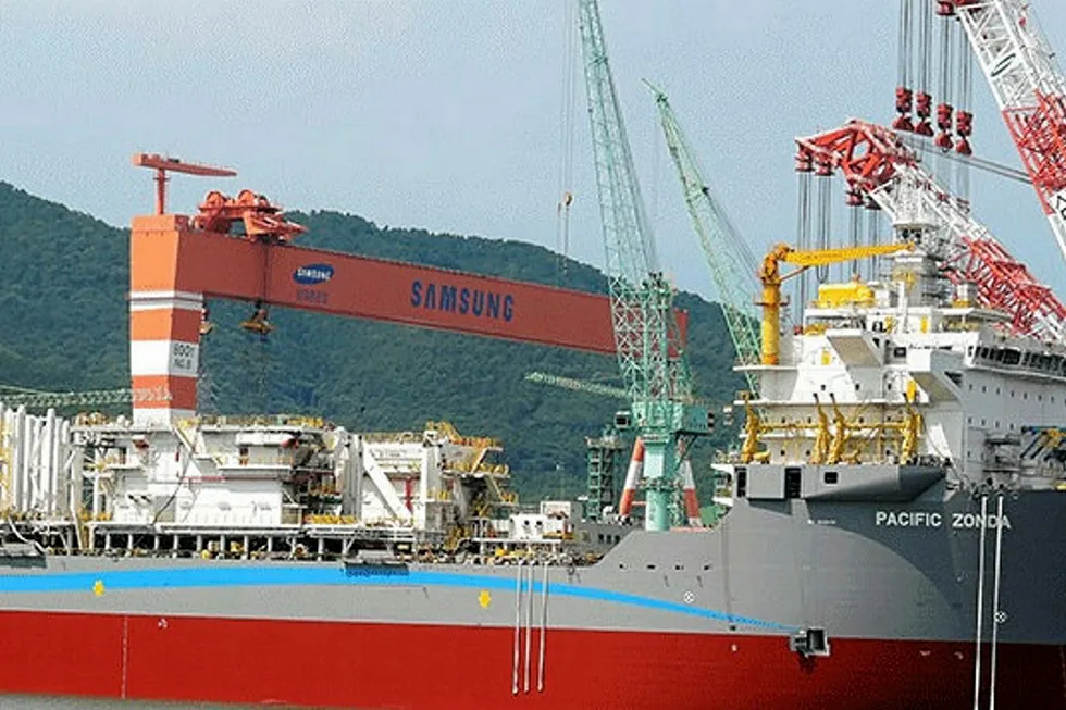 Ill-fated vessel: the drillship Pacific Zonda under construction at Samsung Heavy Industries