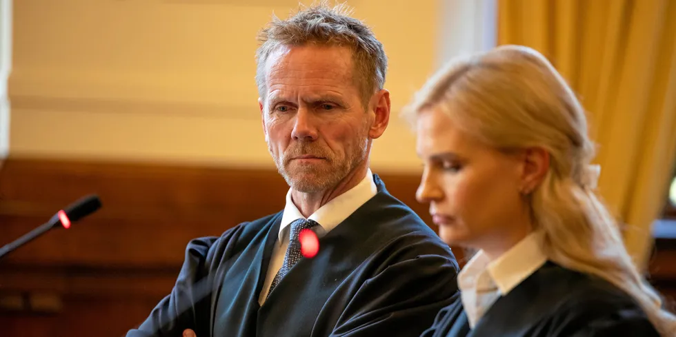 Regjeringsadvokat Fredrik Sejersted i Høyesterett da rettsoppgjøret med Nei EU om ACER-saken startet 5. september. Tirsdag faller dommen.