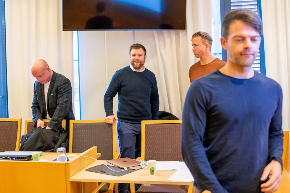 Markedssjef Fredrik Guttormsen (fra venstre), daglig leder Per William Frøisland, Gard Valderhaug og Espen Espelund.