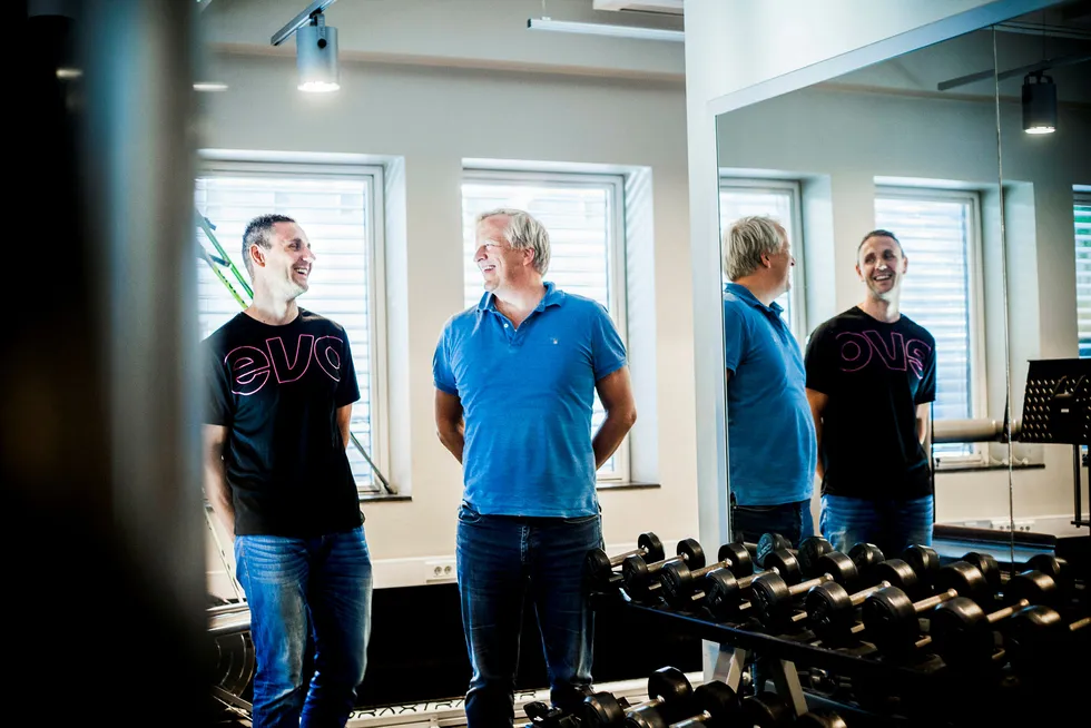 Administrerende direktør Morten Hellevang i EVO Fitness med produkt- og HR-direktør Henning Holm (t.v.) på senteret i Oscarsgate.