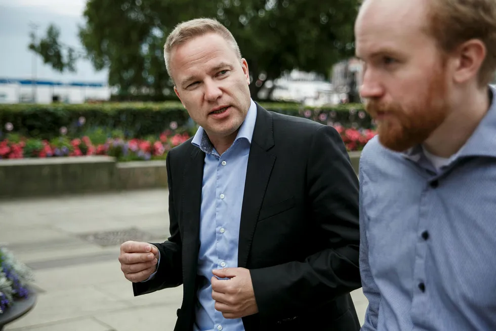 Her Resetts redaktør Helge Lurås (til venstre) og Bjørn Ihler produsent. Foto: Nicklas Knudsen
