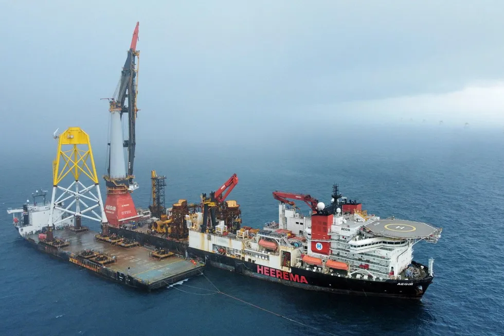 Hard at work: Heerema's Aegir vessel is currently working on the foundation installation for the Greater Changhua 1 & 2a offshore wind farms in Taiwan