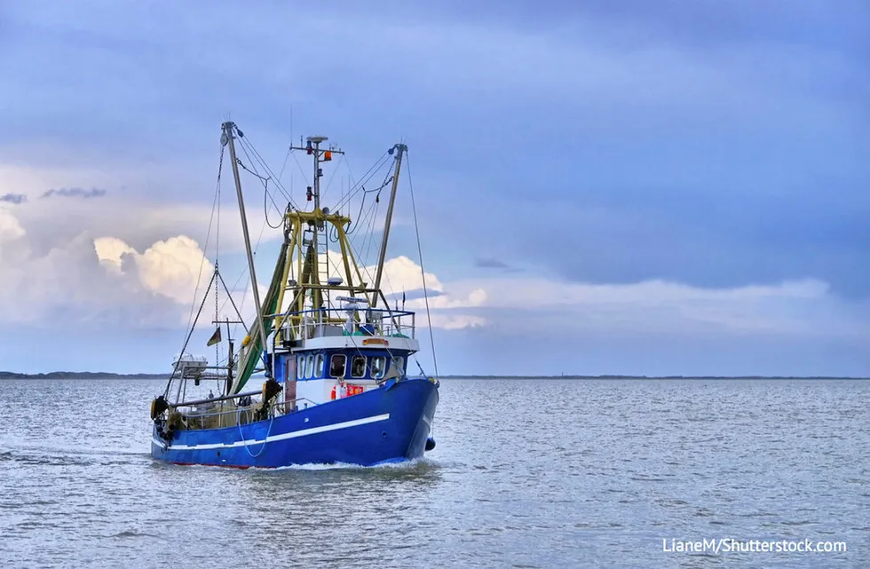 EU fishing vessel. Fishing vessel North Sea.