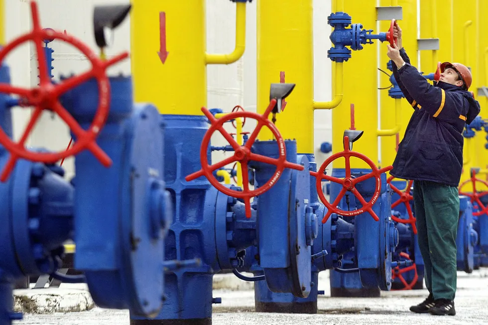 Offers: a Ukrtransgaz worker checks equipment at one of the company's facilities