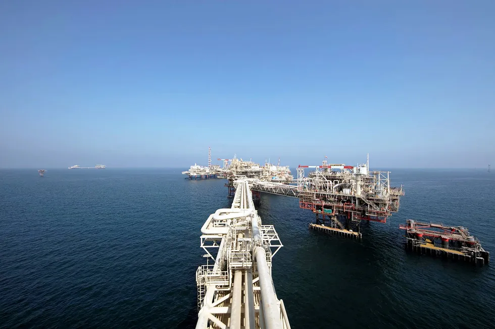 Gas cap development: an offshore facility at Adnoc’s Umm Shaif field.