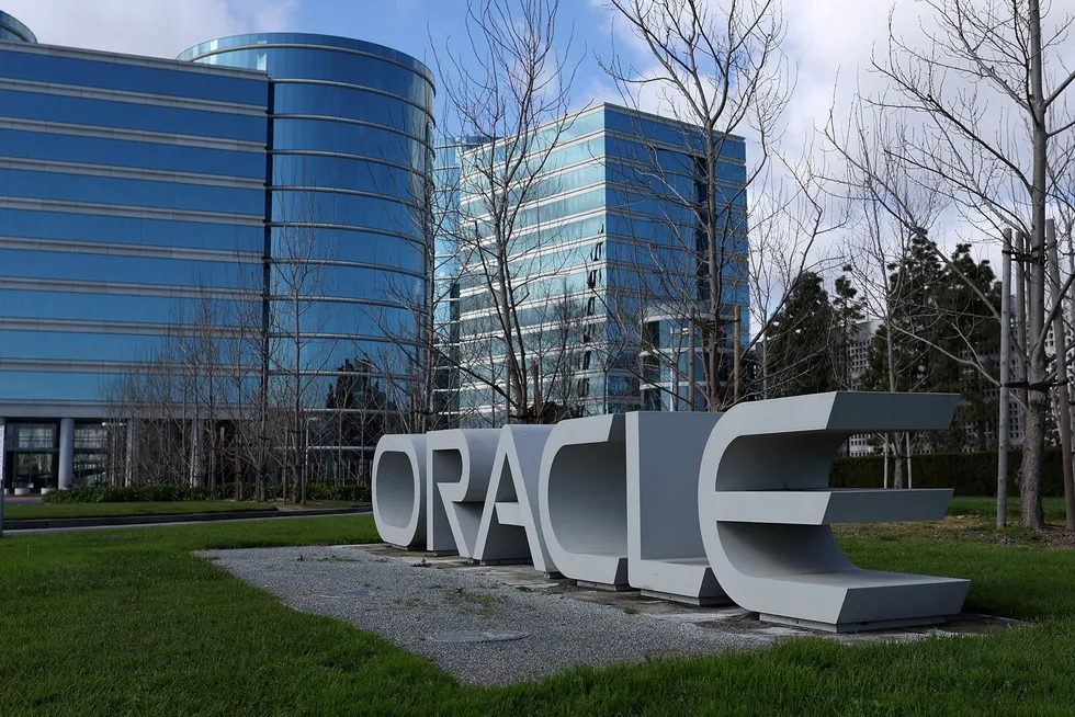Oracles hovedkontorer i Redwood Shores i California i går, da tek-giganten la frem kvartalstall.