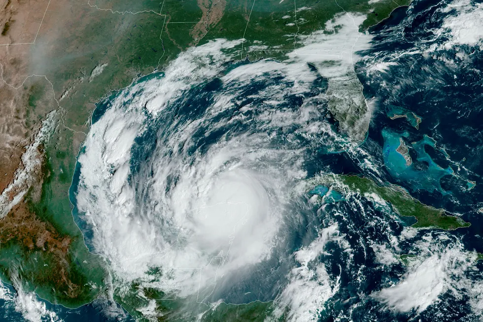 Bearing down on the Gulf: a satellite image made available by National Oceanic and Atmospheric Administration shows Hurricane Delta in the Gulf of Mexico
