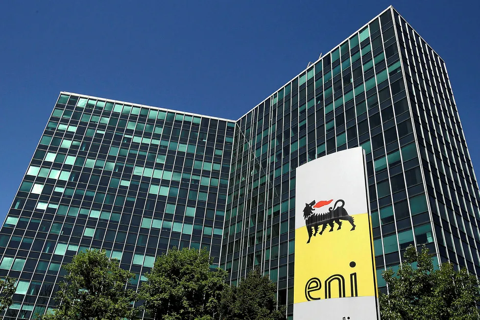 Home base: Eni's headquarters near Milan . .