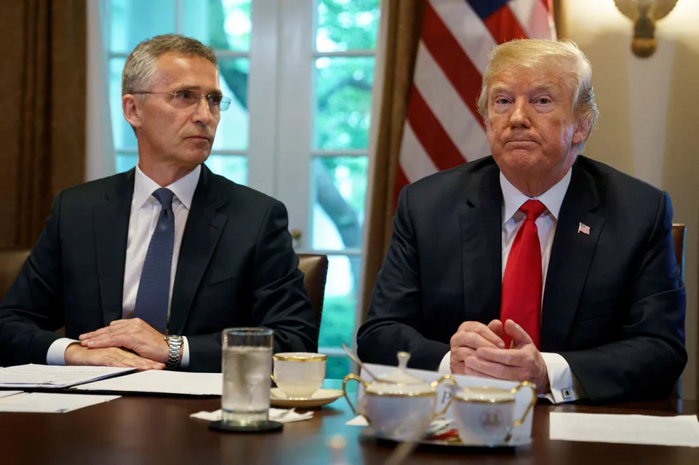 President Donald Trump møtte Nato-sjef Jens Stoltenberg i Det hvite hus i fjor. Foto: Carolyn Kaster/AP