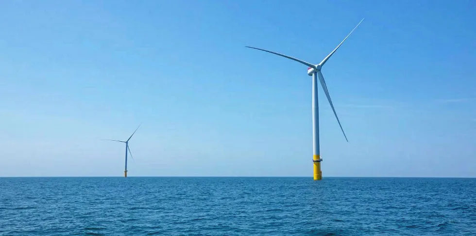 The two Siemens Gamesa turbines in place off Virginia.