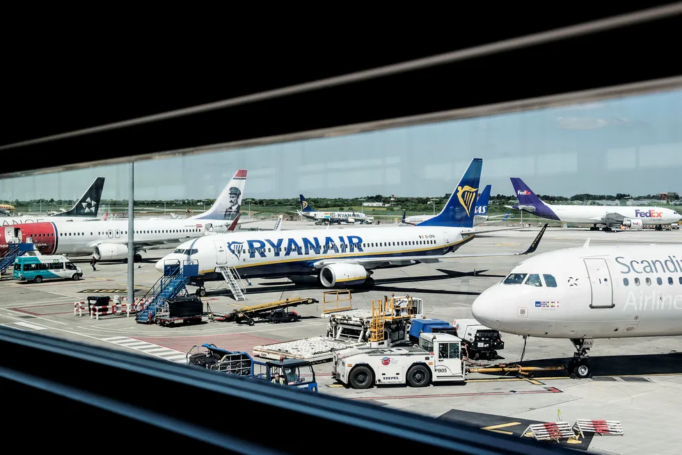 Ryanair har hatt sine første streiker denne sommeren, og senere i uken kan en storstreik ramme flyvninger til og fra Sør-Europa. Her fra flyplassen i Dublin, Irland. Foto: Gorm K. Gaare