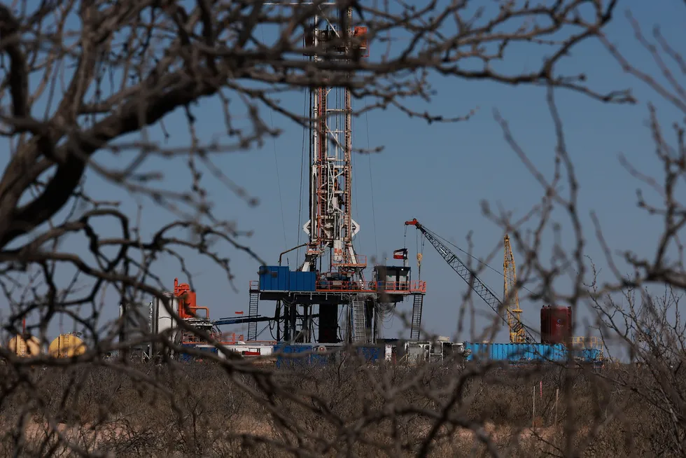 Drill: A rig at work in the Permian basin, near Midland, Texas