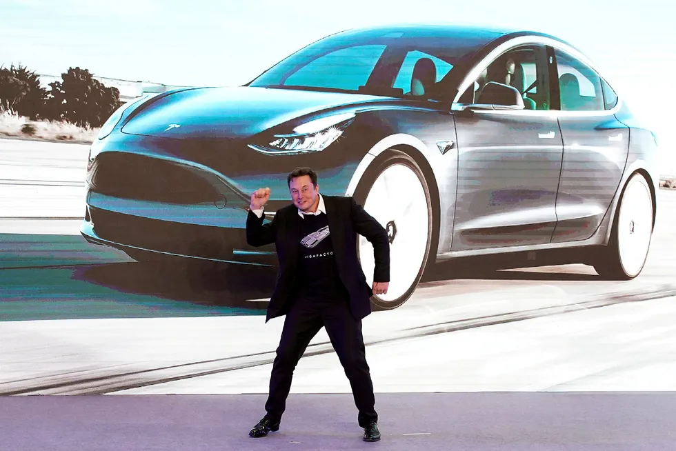 Tesla-sjef Elon Musk fra åpningen av fabrikken i Shanghai.