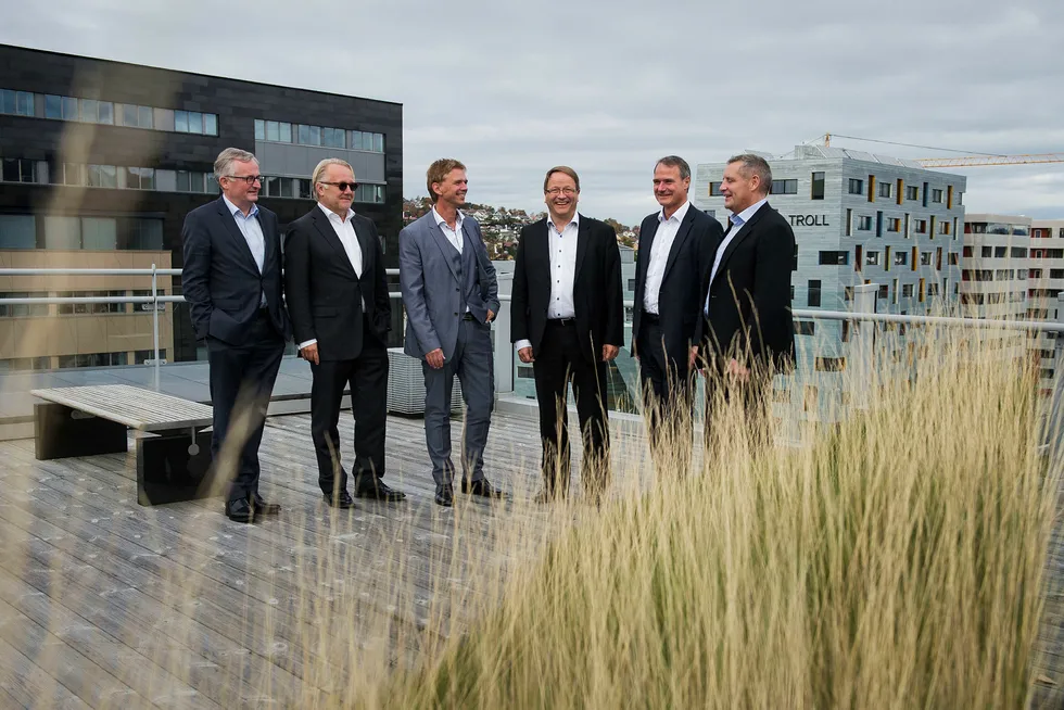 I 2014 startet denne gjengen opp Capeomega. Nå selger de med en gevinst på to milliarder kroner. Fra venstre Alf Thorkildsen, Gunnar Halvorsen, Svein Spanne, Frode Losnedal, Robert Farestveit og Lars Pamer.
