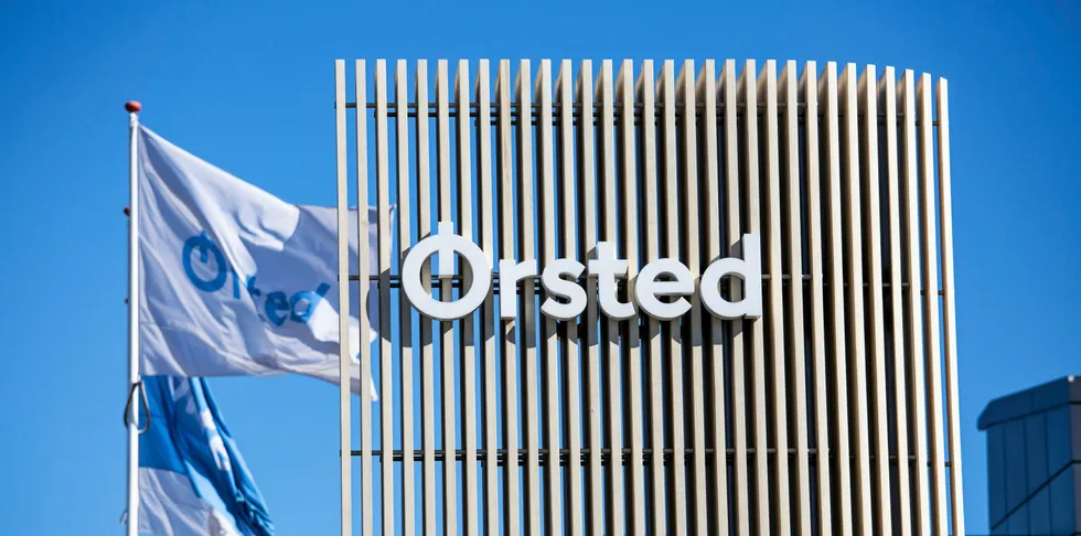 Orsted's logo on a building.