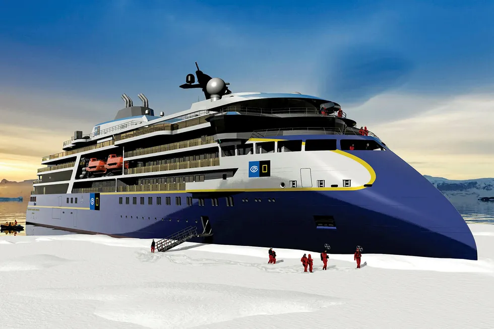 the new expedition cruise vessel for Lindblad-National Geographic, designed by Ulstein. The vessel will be built at Ulstein Verft for delivery in 2021