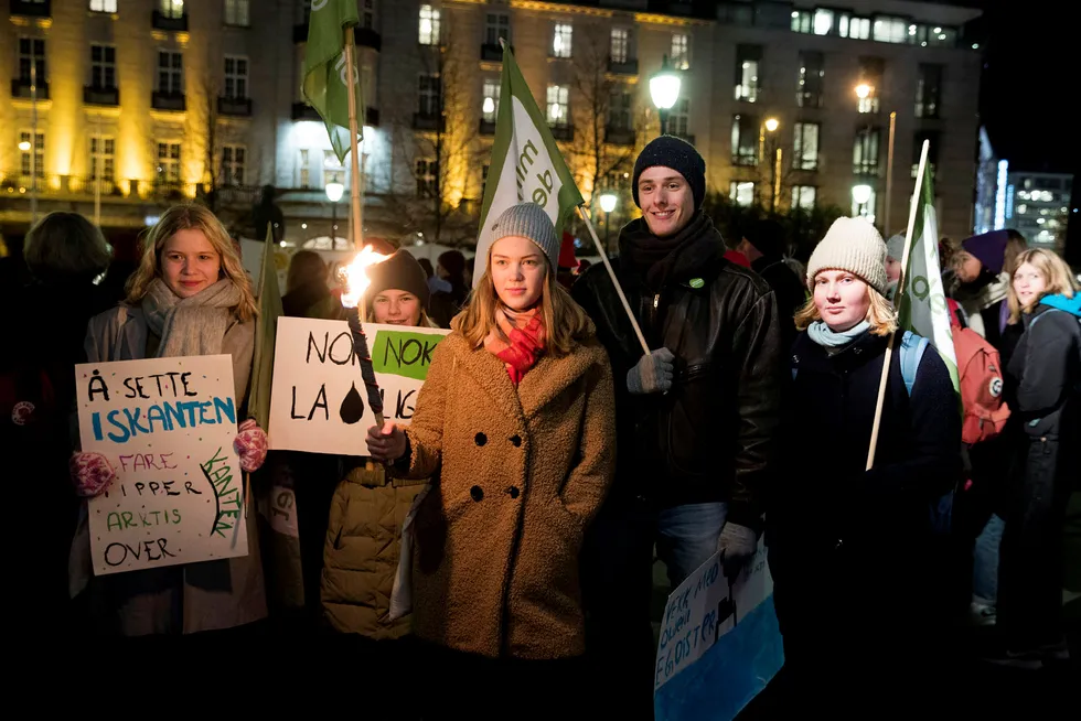 4. november 2019 ble det arrangert markeringer over hele landet til støtte for klimasøksmålet mot staten. Nå har de tapt Borgarting lagmannsrett. Her fra Eidsvolls plass i Oslo.