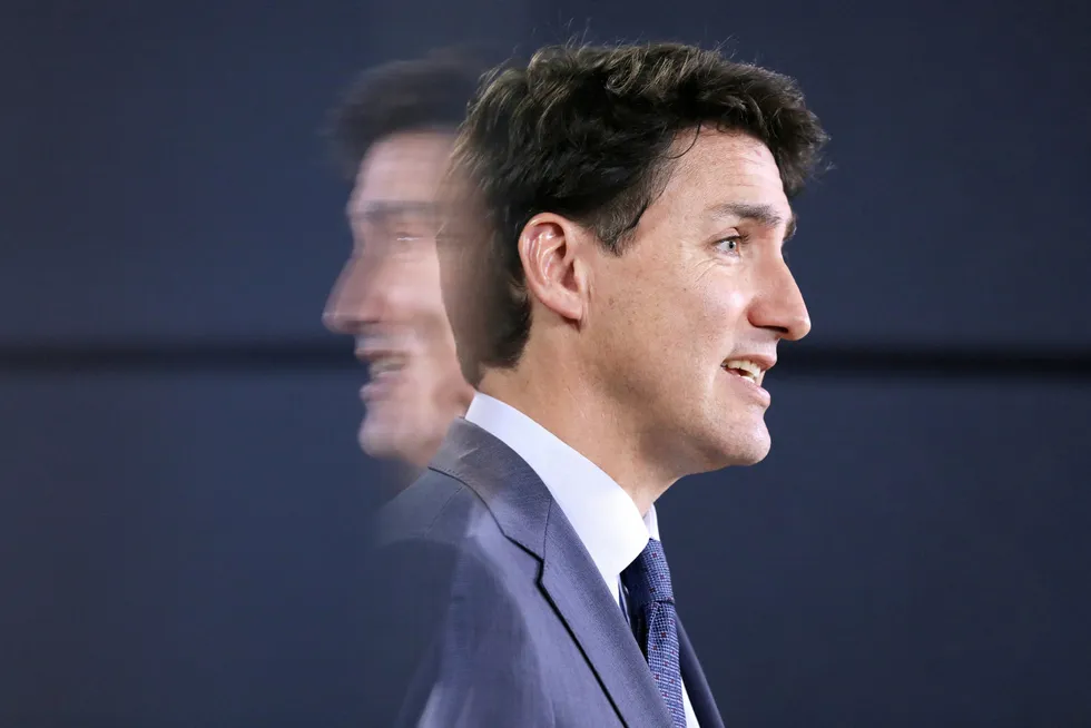Pipeline problem: Canada’s Prime Minister Justin Trudeau speaking in 2019 about the government’s involvement in the Trans Mountain Expansion project.
