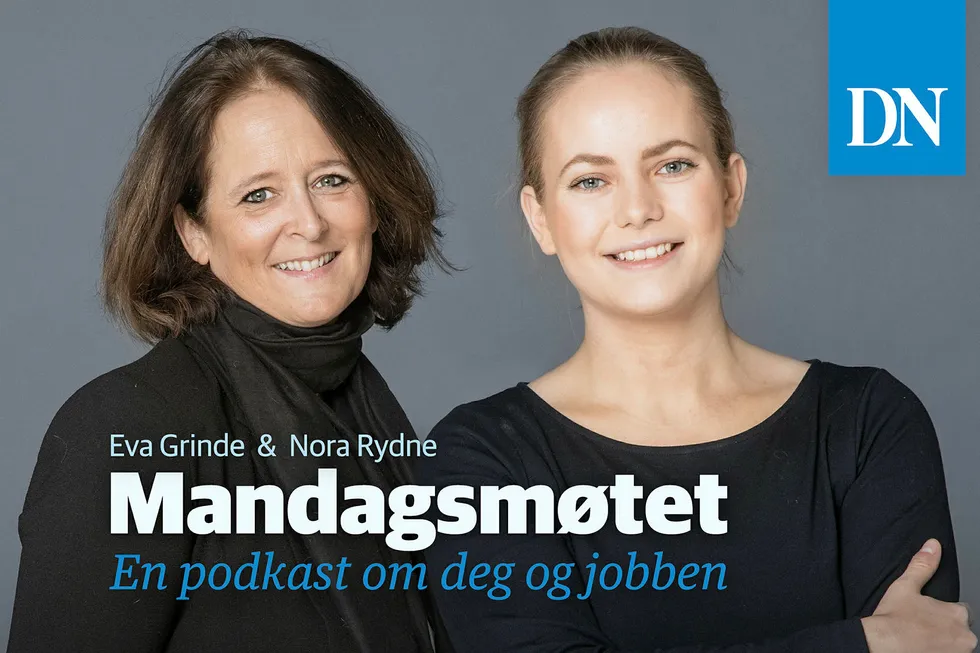 Logo til Dagens Næringsliv sin podkast Mandagsmøtet med Eva Grinde og Nora Rydne