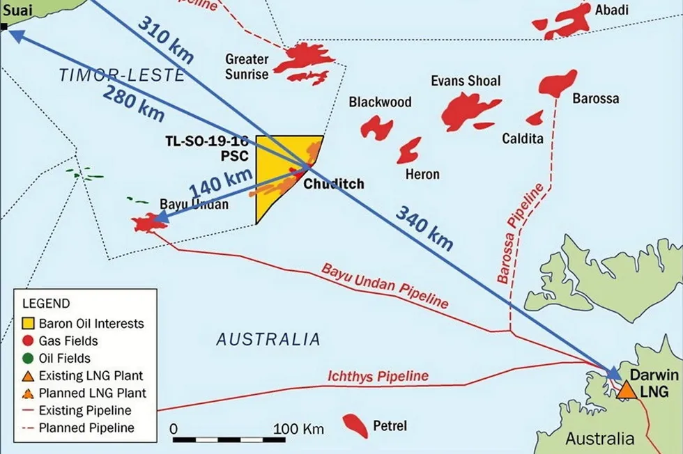 The Chuditch field location offshore Timor-Leste.