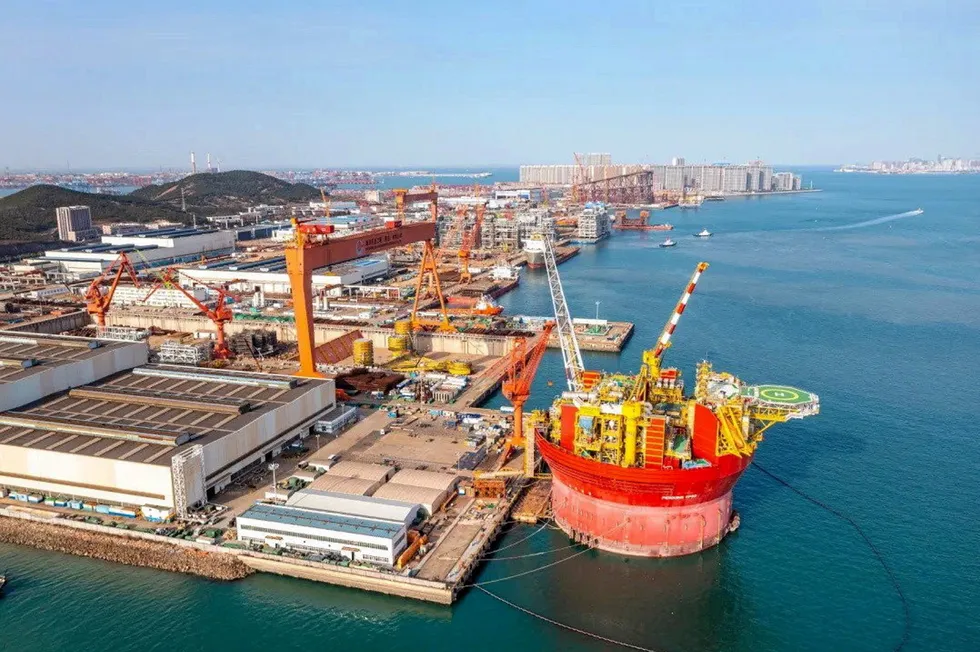Ready for the journey: the Penguins FPSO at COOEC’s Qingdao yard before starting its journey to Norway for commissioning.