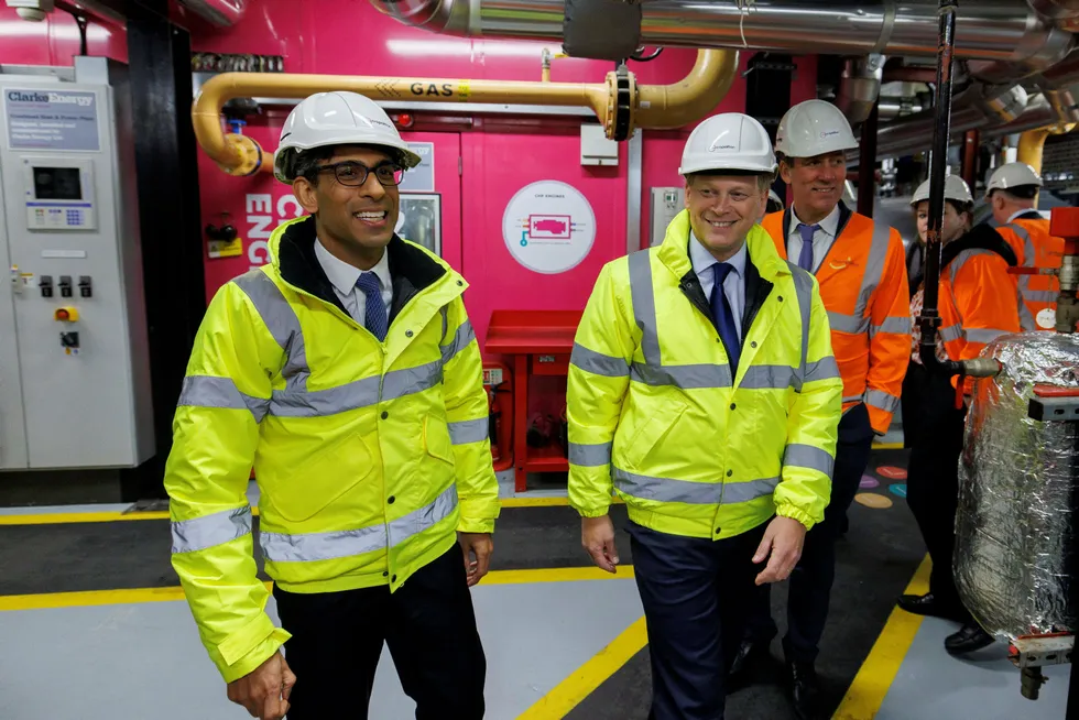 Security plans: UK Prime Minister Rishi Sunak (left) and Energy Security & Net Zero Secretary Grant Shapps tour a combined heat and power plant in London earlier this year.