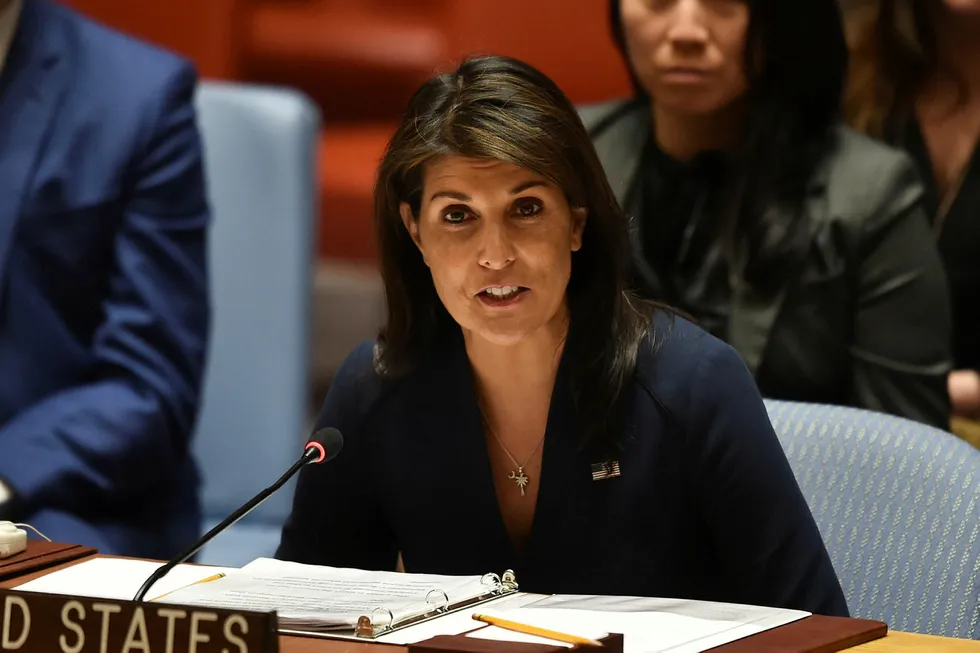 USA fikk mindre støtte fra de andre FN-landene ifjor. Det reagerer USAs FN-ambassadør Nikki Haley på. Foto: Hector Retamal/AFP photo/NTB Scanpix