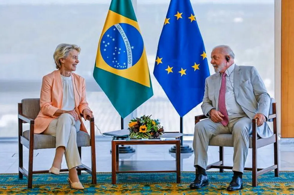 European Commission president Ursula von der Leyen and Brazilian president Luiz Inácio "Lula" da Silva.