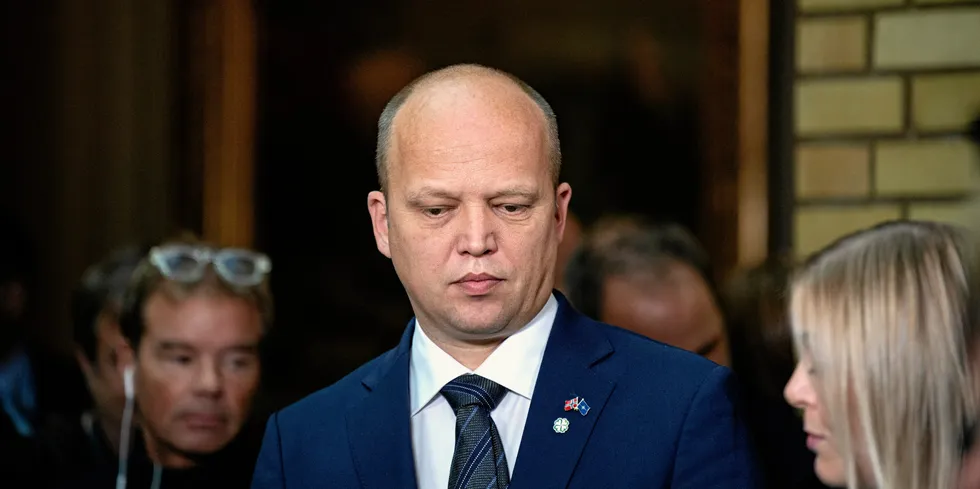 Finansminister Trygve Slagsvold Vedum - her under fremleggelse av statsbudsjettet 2023 på Stortinget.