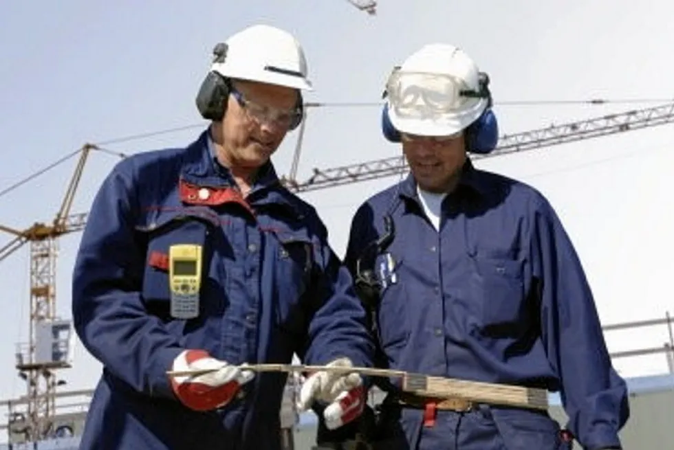 Workers at Estaleiros do Brasil (EBR) yard in southern Brazil.