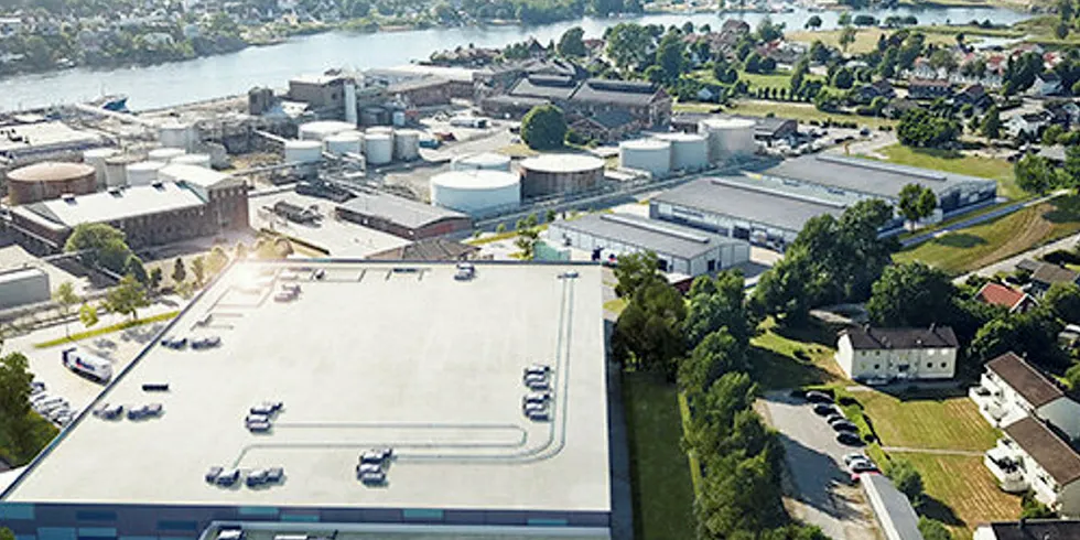 Illustrasjon av planlagt landbasert anlegg i Fredrikstad.