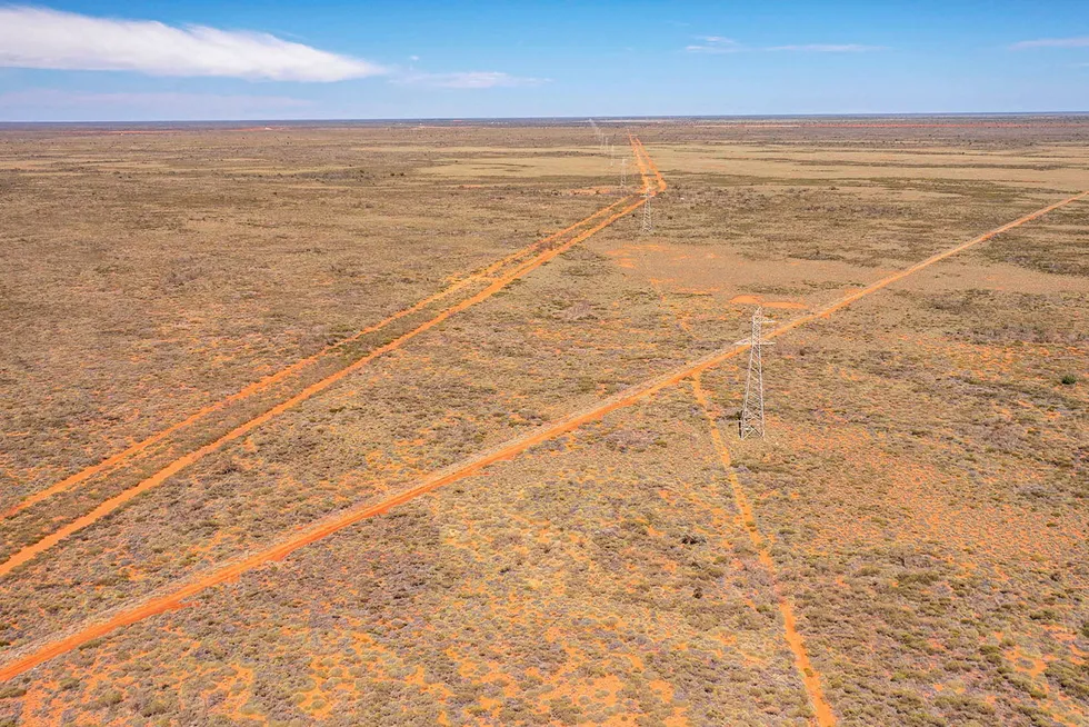 Transmission lines stretch across land in the Boodarie Strategic Industrial Area.