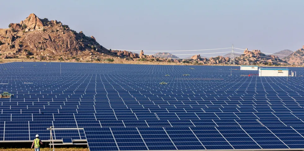 A solar array in India's Karnataka state. Power costs increased by half in the Indian sector.