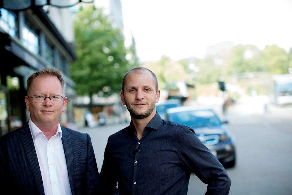 Frode Fagerli (til venstre) og Robin Reed i Gaming Innovation Group. Foto: Øyvind Elvsborg
