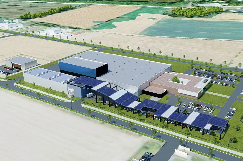 A rendering of John Cockerill's under-construction electrolyser factory in Aspach, France.