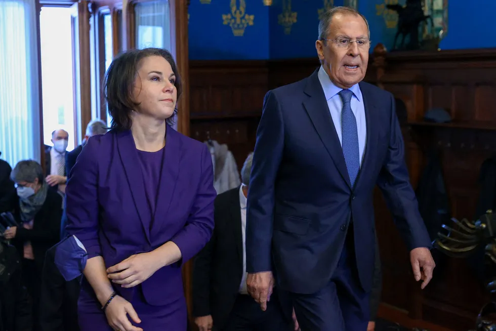 Tysklands utenriksminister Annalena Baerbock møtte sin russiske motpart Sergej Lavrov i Moskva i forrige uke.