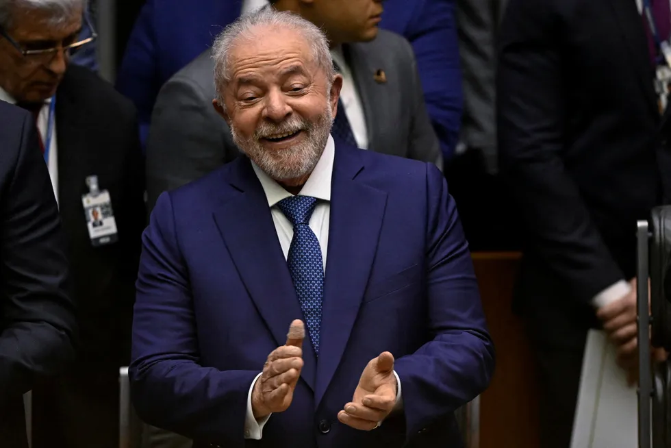 New agenda: Brazil's new President Luiz Inacio Lula da Silva applauds during his inauguration ceremony at the National Congress in Brasilia