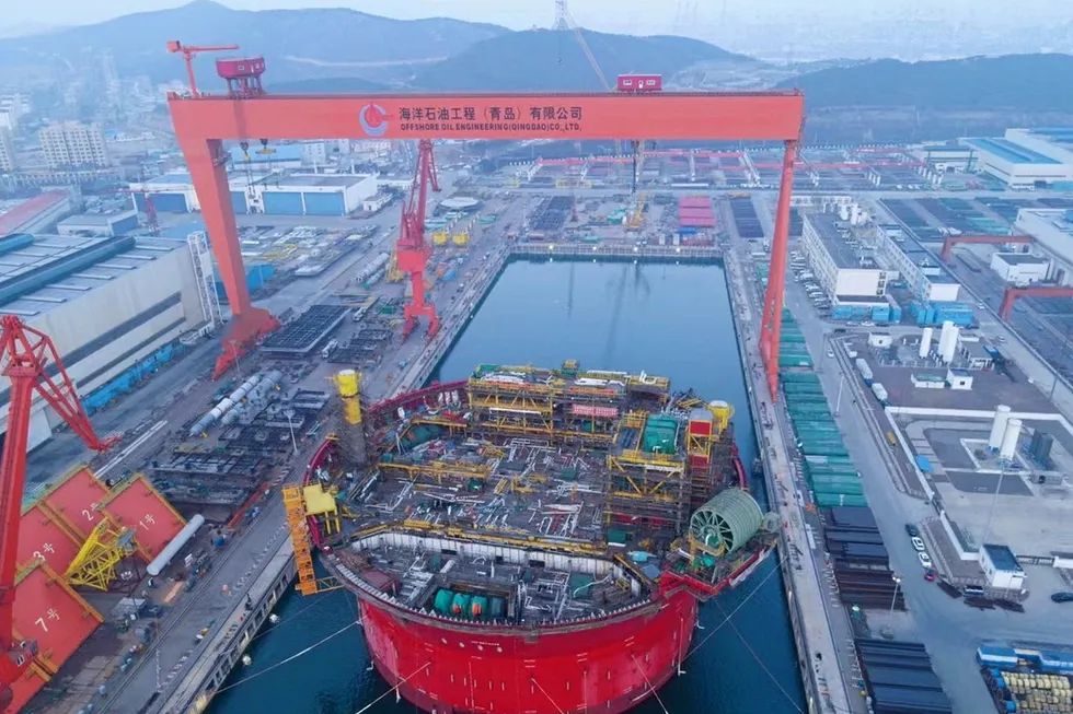 Model approach: for the Linnorm FPSO, Shell could opt for something similar to the Penguin floater, shown here under construction at COOEC yard in China
